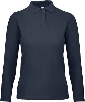 Immagine prodotto di B&C PWI13 | Polo da donna a maniche lunghe ID.001 / 100% piqué di cotone - Colore: blu navy - Taglia: XL