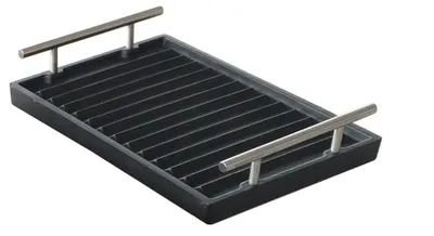 Produktbild von Emaillierte Gusseisen-Grillpfanne mit Edelstahlgriffen 42 x 30 x 2,1 H cm DS