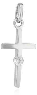 Obrázek produktu pro Řetízek s přívěskem kříže, stříbro 925, rhodované, rozměry 18x9 mm, kříž s bílými zirkony