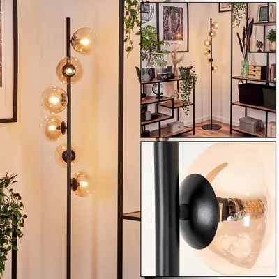 Produktbild von Garaguso Stehlampe aus Metall/Glas in Schwarz/Bernsteinfarben/Klar