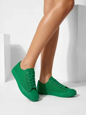 Produktbild von Grüne Low-Top-Sneaker mit runder Zehenpartie, Größe 35