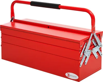 Produktbild von Werkzeugkasten Werkzeugkoffer Werkzeugkiste 5 Fächer Aufklappbar Stahl (Spcc) Rot 57 X 21 X 41 Cm