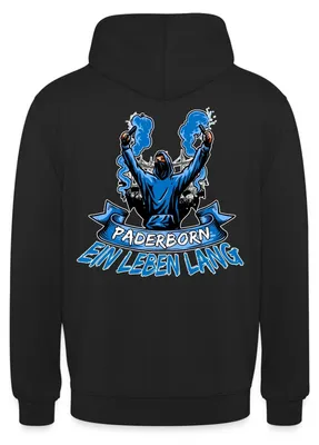 Produktbild von Spreadshirt Paderborn Ein Leben Lang Fußball Fan Uni Hoodie, XL, Schwarz