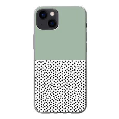 Produktbild von MuchoWow® Handyhülle Schutzhülle Hülle für iPhone 13 Polka dots - Grün - Schwarz Silikon Softcase Handy Hülle - Karteninhaber