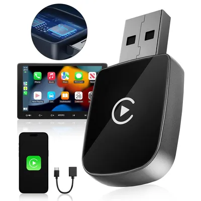 Produktbild von Kabelloser Mini-Adapter für Android Auto & CarPlay, verwandelt kabelgebundenes CarPlay in kabelloses, kompatibel mit iOS 12+ Android 11+
