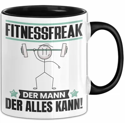 Produktbild von Fitnessfreak Tasse Geschenk für Fitnessfreak Der Mann Der Alles Kann Geschenkidee zum Geburtstag (Schwarz)