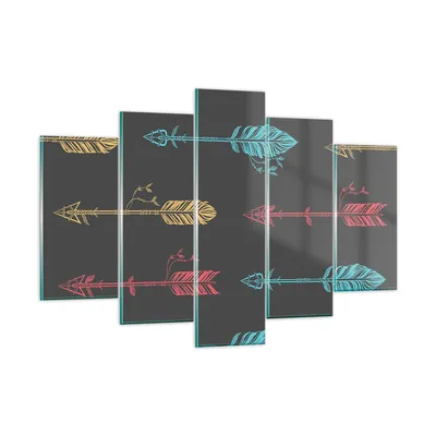 Produktbild von Bilder auf glas - Pfeil Feder - 150x100cm - Glasbilder - Wandbilder - Bilder - Kunstdruck - zum Aufhängen bereit - Wanddekoration aus Glas - Glas Bilder - Wandbild auf Glas - 5 Teile - GEA150x100-3874