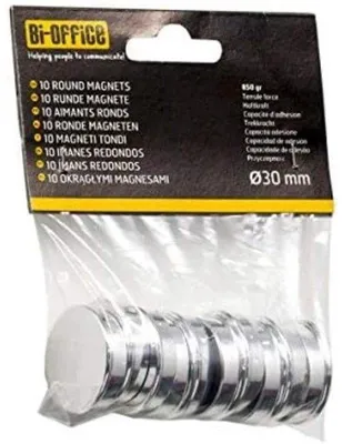 Image de Aimants ronds 30 mm argentés, lot de 10