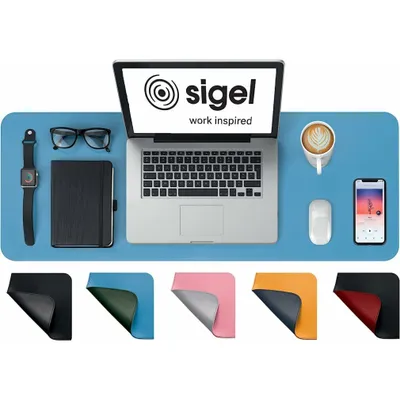 Image de SIGEL Sous-main imitation cuir bleu/vert