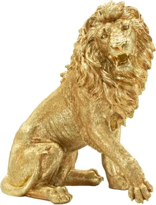 Image de Mauro Ferretti Statue lion assis doré 45x29x55 cm