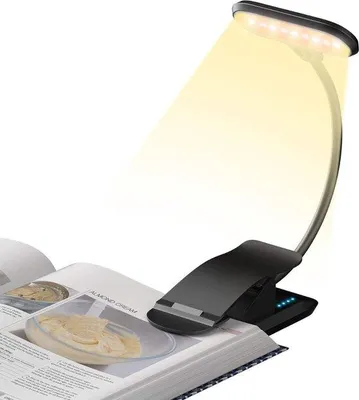 Productafbeelding van Leeslampje voor Boek - USB Leeslampje - Leeslamp - Boek Licht - Boekenklem - Boeklamp
