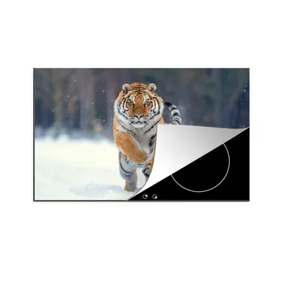 Produktbild von KitchenYeah© Herdabdeckplatte Tiger - Landschaft - Schnee - Tiere , 78x52cm, Küche Deko, Glaskeramikkochfeld Herdabdeckung, Abdeckplatte fùr Kochfeld