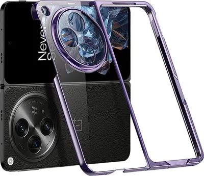 Image de Coque transparente ultra-mince pour OnePlus Open / Oppo Find N3, Coque en PC dur avec finition galvanisée Violet