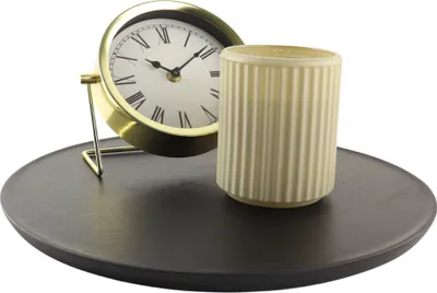 Produktbild von MISOU Kerzentablett Rund Serviertablett Mangoholz Schwarz 38 cm
