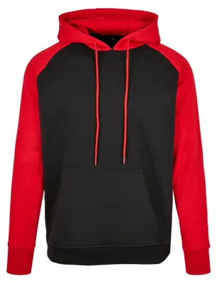 Produktbild von Build Your Brand - Kapuzenpullover für Herren Raglanärmel LT4791 (XS) (Schwarz/Rot)
