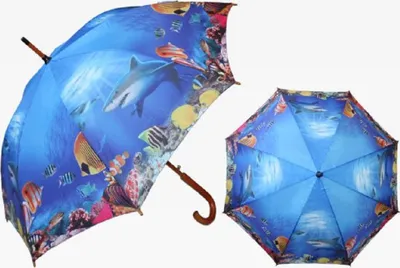 Produktbild von 1 Regenschirm Meerestiere, Hai Fische Automatikschirm Stockschirm Schirm Schirme Tiere