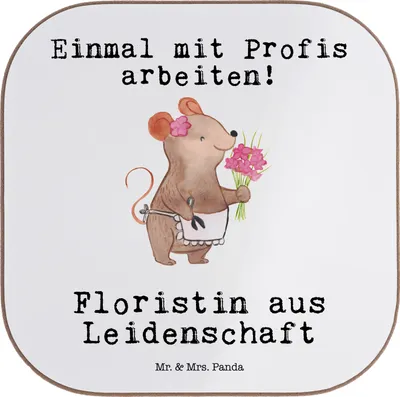 Produktbild von Mr. & Mrs. Panda Untersetzer für Gläser Floristin Leidenschaft - Weiß - Geschenk, gläseruntersetzer, Ausbildung, Beruf, Coaster, Holzuntersetzer, Spruch, Blumenlanden