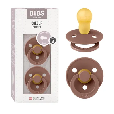 Produktbild von BIBS Colour Schnuller 2er-Pack, BPA-frei, Symmetrischer Nippel. Naturkautschuk / Latex, Hergestellt in Dänemark, Größe 3 (18+ Monate), Woodchuck