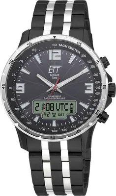 ETT Eco Tech Time EGS-11568-21M Funk-Solar Herrenuhr Professional Arctica Schwarz/Stahl 1