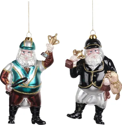 Produktbild von Goodwill Weihnachtskugel-Weihnachtsmann-Reiter Braun-Blau 16 cm BITTE BEACHTEN SIE den Preis pro Stück