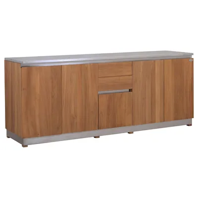Produktbild von 225cm Sideboard Unterschrank Teak + Edelstahl Rivera Massivholz Wetterfest A-Ware
