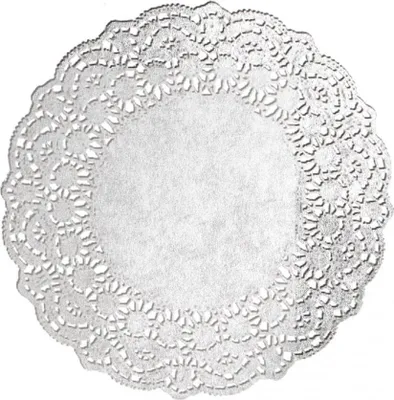 Produktbild von 100 Stück Tortenspitze rund, Ø 19 cm silber glänzend Tortenpapier