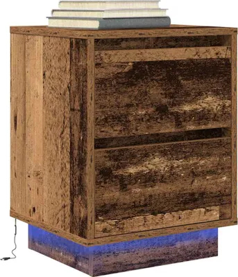 Immagine prodotto di vidaXL Comodino con luci LED in legno vecchio 38x34x50 cm