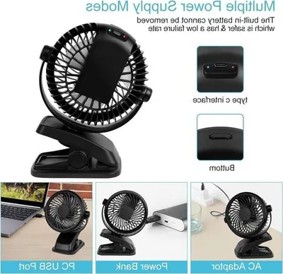 Immagine prodotto di Ventilatore da tavolo Silent Clip - alimentato a batteria - 3 velocità - orientabile a 360 gradi - per camera da letto, ufficio, passeggino, campeggio e auto