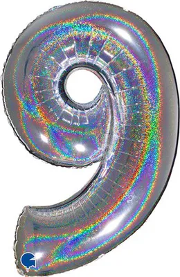Produktbild von Riesenzahl Folienballon 40"/102cm | Holo Silber Zahl: 9