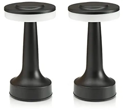 Zdjęcie produktu dla Bezprzewodowa lampka stołowa LED z możliwością ładowania, sterowana dotykowo – idealna do szafek nocnych i restauracji – zestaw dwupak