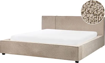 Produktbild von BELIANI Polsterbett Taupe aus Bouclé Stoff 180 x 200 cm mit Kopfteil Gepolstert Modernes Design Eleganter Minimalistischer Stil für Schlafzimmer