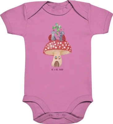 Produktbild von Mr. & Mrs. Panda Strampler Baby Marienkäfer Fliegenpilz 12. - 18. Monat - Bubble Gum Pink - Geschenk, Kurzarmbody, overall, Lustige Sprüche, babykleidung body, Zuhause