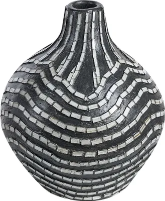 Image de Vase décoratif en terre cuite 35 Noir Blanc Kualu Lumarko !