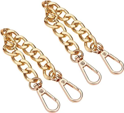 Produktbild von PandaHall 2 Stränge 20cm Kurze Metallkette Flachkettenriemen mit Alu-Drehverschlüssen Taschen-Verlängerung Taschenkette Gold Handtaschenkettenriemen Metallbeutelriemen Ersatz-Geldbeutelkupplungsgriffe