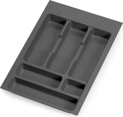 Produktbild von emuca Besteckeinsatz Optima für Schrankbreite 40 cm, Rand schneidbar (B 304-336 x T 418-482), Kunststoff, Anthrazitgrau