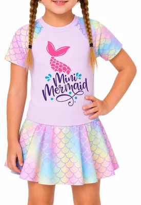 Produktbild von Badeanzug-Set für Mädchen mit UV-Schutzshirt und Rock