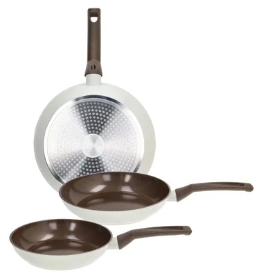 Image de Tognana Sintonia, ensemble de 3 poêles, 20/24/28 cm, aluminium forgé, couleur beige