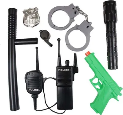 Produktbild von Polizei Spielzeugset 7-teilig mit Handschellen und Walkie Talkie für Rollenspiele