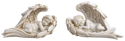 Produktbild von Grabdeko Set Engelchen in Grau, 14 cm als Friedhofsdeko