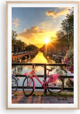 Produktbild von Gerahmtes Poster - Rahmen in heller Eiche - Bikes Kanal Amsterdam Architektur - 61x91,5 cm - Wand Bild - Wanddeko - Wandbilder - Wandposter - Bilderrahmen - Bilder - Kunstdruck - P2NPA61x91-3081
