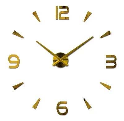 Produktbild von Wanduhr Groß Rießen Hochglanz 3D Wand Uhr in Gold-Farben mit spiegelnder Oberfläche Kleben Wandtattoo XL XXL Analog 80 - 120 cm