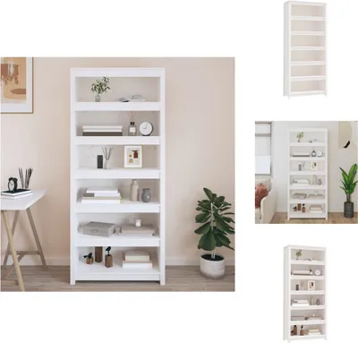 Produktbild von vidaXL Bücherregal Weiß 80x35x183 cm Massivholz Kiefer -  Bücherregale & Bücherschränke