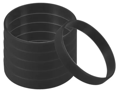 Produktbild von Silikon-Armbänder-Set, 6 Stück. Schwarze, elastische Armbänder für Erwachsene und Jugendliche