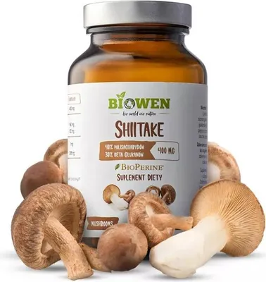 GRZYBY SHIITAKE EKSTRAKT (400 mg) BEZGLUTENOWY 90 KAPSUŁEK - BIOWEN