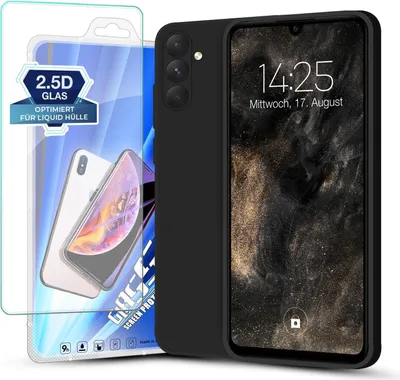 Produktbild von Hülle für Samsung Galaxy A55 5G mit 9H Displayglas Displayschutz Plus Case Cover Bumper Silikon Softgrip Schutzhülle Farbe: Schwarz