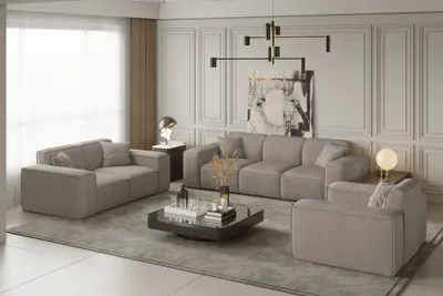 Produktbild von Sofaset Designersofa CELES 3-2-1 in Stoff Scala Beige