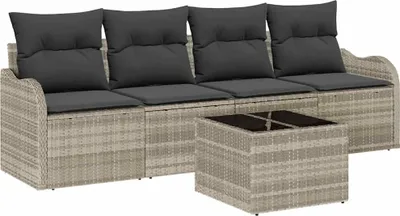 Immagine prodotto di Set divano da giardino vidaXL in polyrattan grigio chiaro