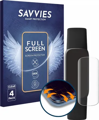 Produktbild von 4x Savvies Fullscreen Schutzfolie für Fitbit Luxe Displayschutz Folie Fullcover Klar Transparent