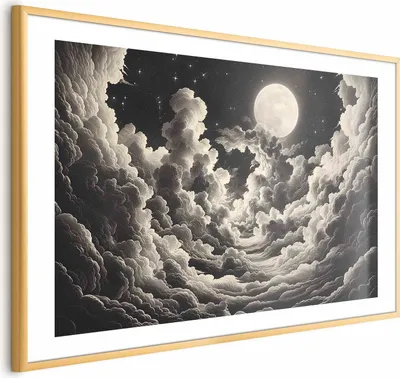 Produktbild von Posterpapier Poster - Moon and Stars Singing Among the Great Clouds 90x60 cm Muster b-H-10059-ao-a