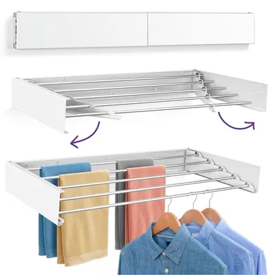 Productafbeelding van Wanddroogrek - 100 cm - Aluminium - 5 buizen